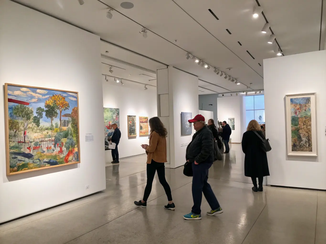 A vibrant contemporary art exhibition featuring diverse artworks, showcasing the innovative spirit of local and international artists at FAM.